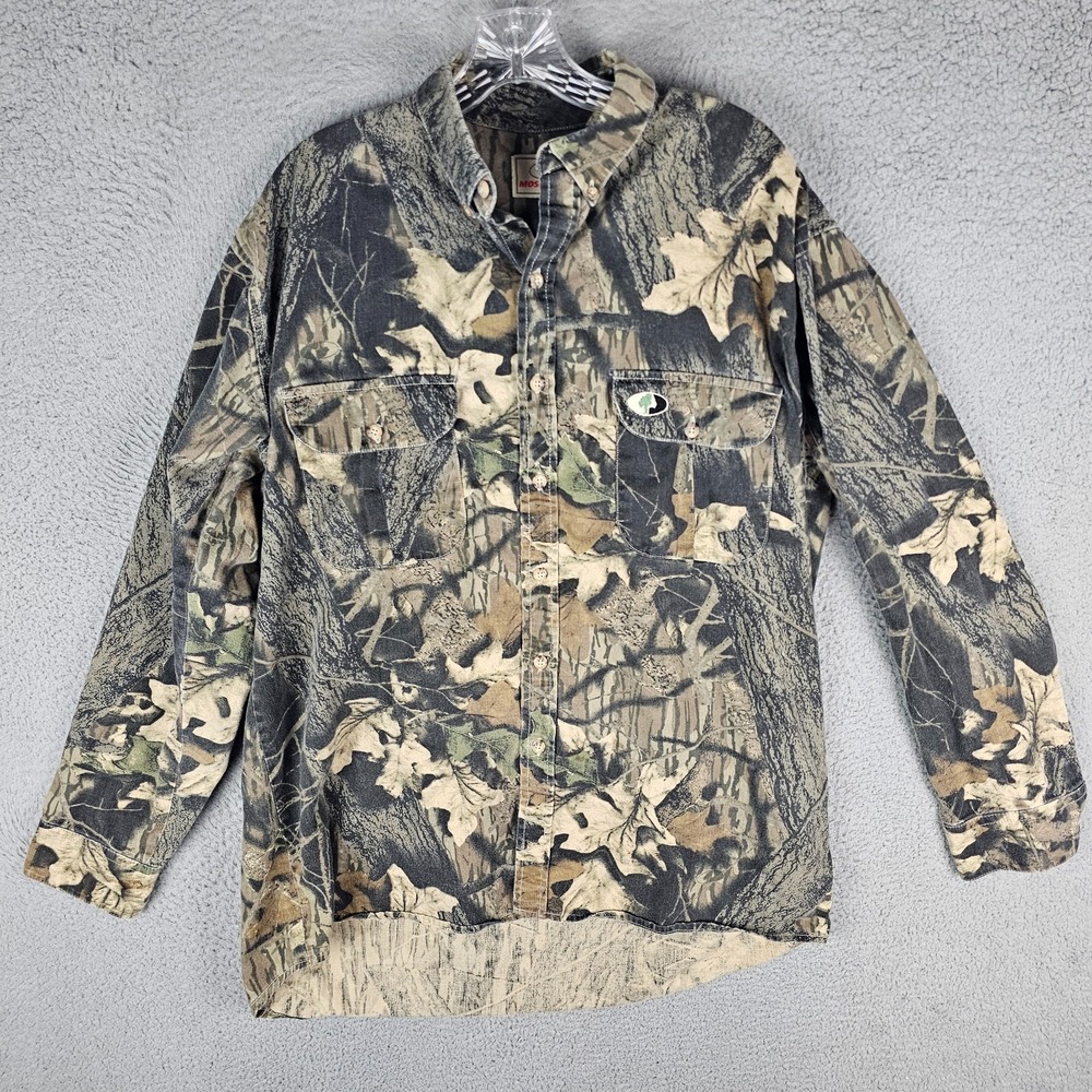 Mossy Oak Hunting Shirt Mens XL Multi Hardwood Camo Long Sleeve Button Down